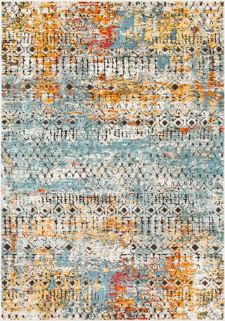 Surya Herati HER-2313 Aqua White Bright Blue Eggplant Pink Dark Red Orange Butter Green Rust Light Gray Black Area Rug Mirror main image