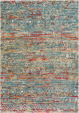 Surya Herati HER-2315 Aqua Bright Blue Pink Dark Red Eggplant Rust Butter Orange Green White Light Gray Black Area Rug Mirror main image