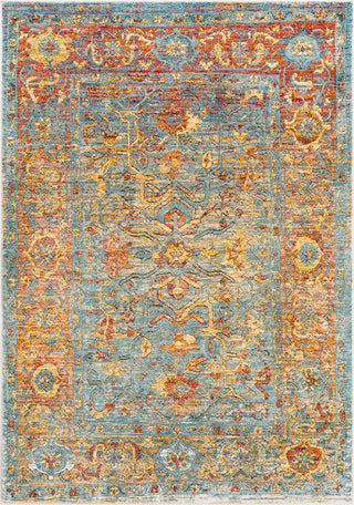 Surya Herati HER-2316 Aqua Bright Orange Butter Rust Dark Green Pink Red Eggplant Blue White Light Gray Black Area Rug Mirror main image