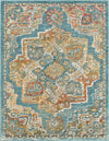 Surya Herati HER-2317 Butter Aqua Bright Blue Dark Green Orange Rust Pink Red Eggplant White Light Gray Black Area Rug Mirror main image