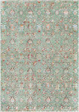 Surya Herati HER-2319 Dark Green Bright Blue Aqua Rust Orange Butter Eggplant Pink Red White Light Gray Black Area Rug Mirror main image