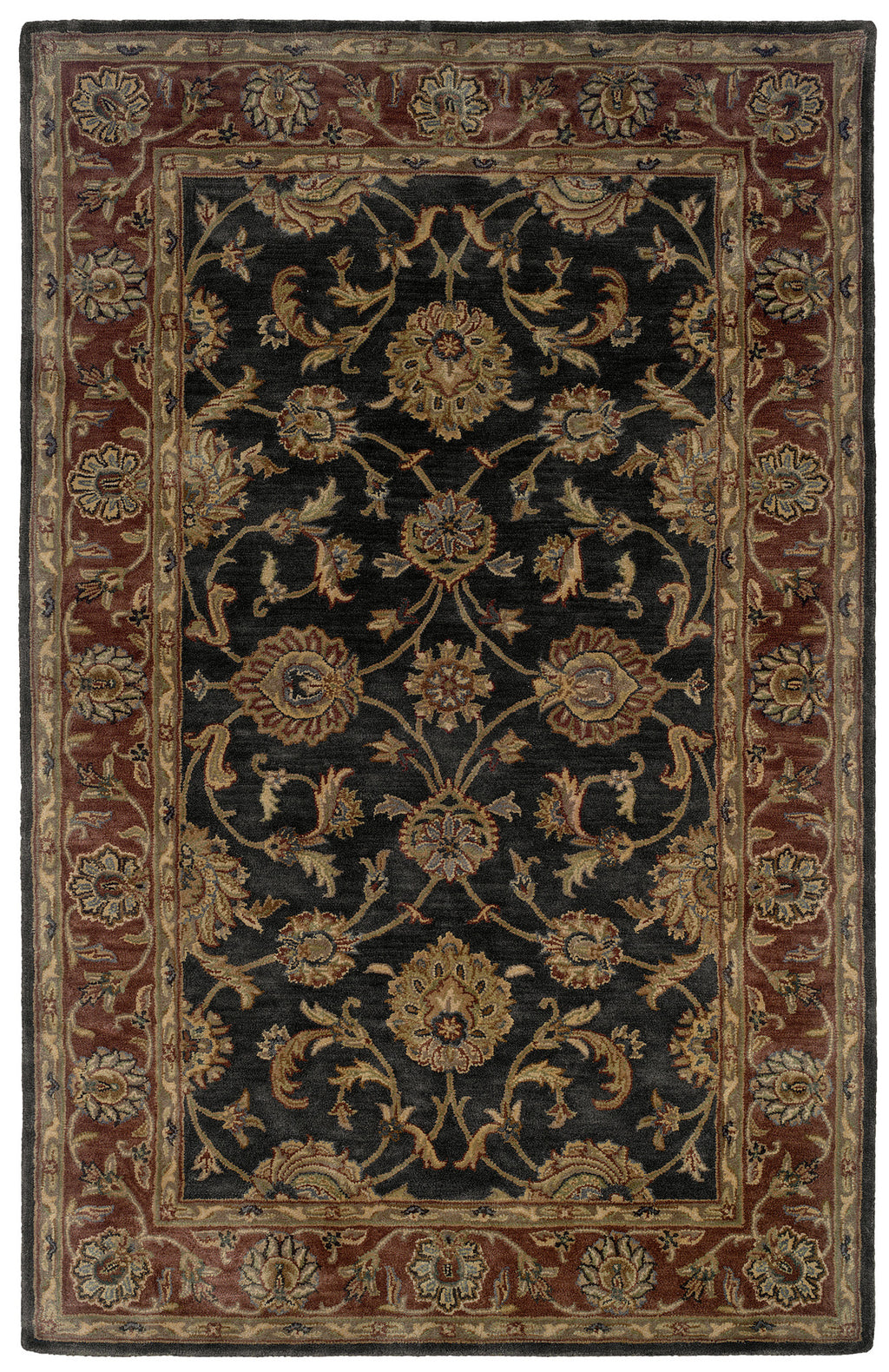 LR Resources Heritage 10105 Charcoal/ Rust Hand Tufted Area Rug 3'6'' X 5'6''