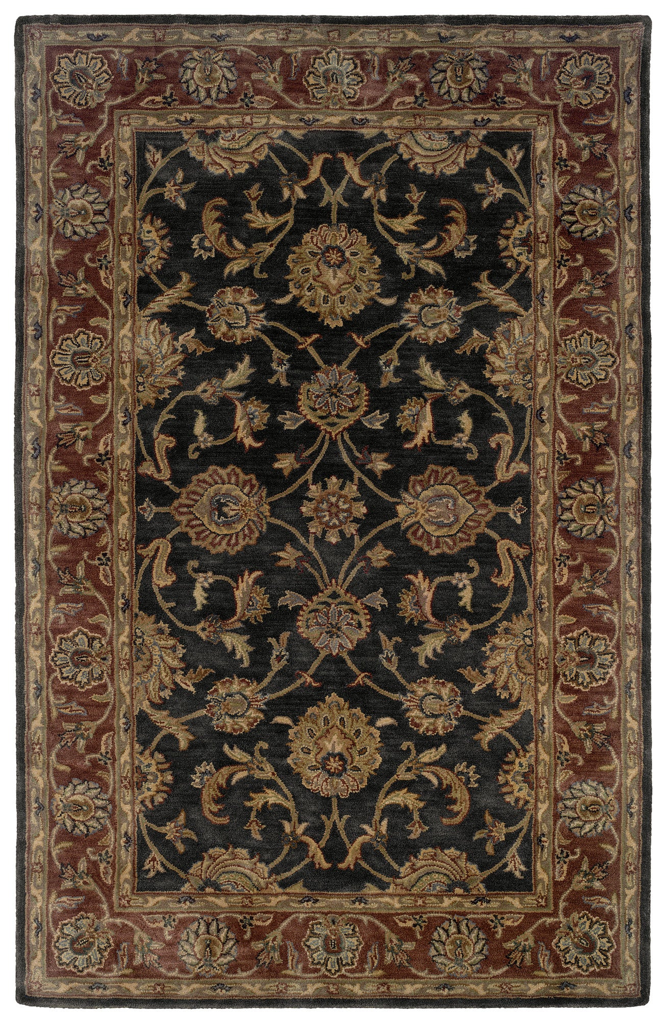 LR Resources Heritage 10105 Charcoal/ Rust Area Rug