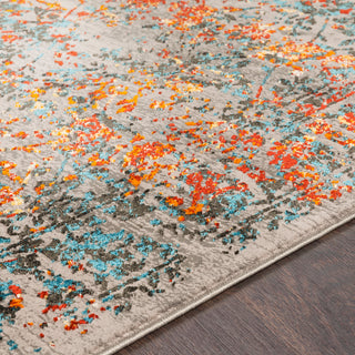 Surya Himalayan HIM-2300 Saffron Bright Blue Red Lavender Medium Gray Black Area Rug Mirror Texture Image