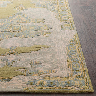 Surya Hannon Hill HNO-1002 Light Gray Beige Olive Wheat Medium Charcoal Dark Green Area Rug Detail Image