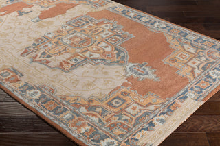 Surya Hannon Hill HNO-1003 Peach Light Gray Beige Camel Ice Blue Teal Sea Foam Area Rug Corner Image