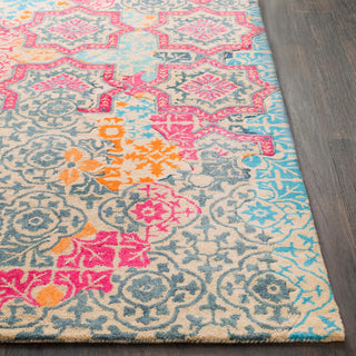 Surya Hannon Hill HNO-1004 Navy Wheat Bright Pink Burnt Orange Sky Blue Area Rug Detail Image