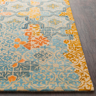 Surya Hannon Hill HNO-1005 Aqua Khaki Charcoal Burnt Orange Mustard Area Rug Detail Image