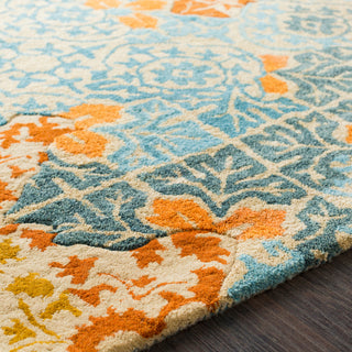 Surya Hannon Hill HNO-1005 Aqua Khaki Charcoal Burnt Orange Mustard Area Rug Texture Image