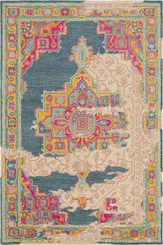 Surya Hannon Hill HNO-1007 Teal Bright Pink Khaki Tan Yellow Aqua Burnt Orange Area Rug main image