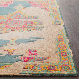 Surya Hannon Hill HNO-1007 Teal Bright Pink Khaki Tan Yellow Aqua Burnt Orange Area Rug Detail Image