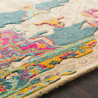 Surya Hannon Hill HNO-1007 Teal Bright Pink Khaki Tan Yellow Aqua Burnt Orange Area Rug Texture Image