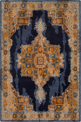 Surya Hannon Hill HNO-1009 Ink Navy Tan Burnt Orange Dark Brown Khaki Medium Gray Area Rug main image