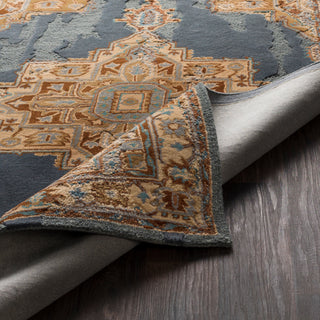 Surya Hannon Hill HNO-1010 Denim Teal Wheat Tan Dark Brown Area Rug Pile Image