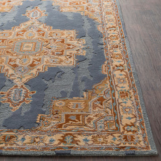 Surya Hannon Hill HNO-1010 Denim Teal Wheat Tan Dark Brown Area Rug Detail Image