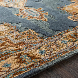 Surya Hannon Hill HNO-1010 Denim Teal Wheat Tan Dark Brown Area Rug Texture Image