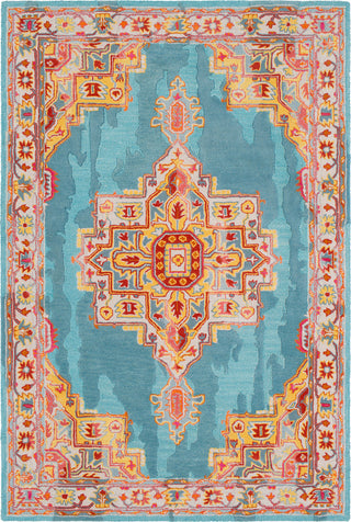 Surya Hannon Hill HNO-1011 Teal Light Gray Saffron Bright Red Burnt Orange Pink Rose Aqua Area Rug main image