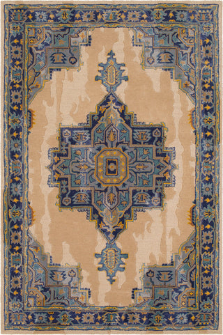 Surya Hannon Hill HNO-1012 Tan Wheat Dark Blue Medium Gray Teal Saffron Khaki Area Rug main image