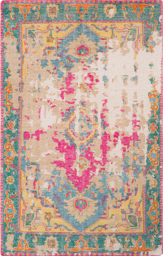 Surya Hoboken HOO-1020 Teal Khaki Emerald Bright Pink Orange Lime Cream Area Rug main image