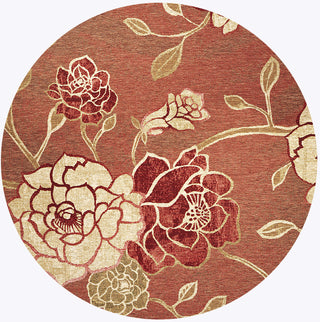 KAS Horizon 5708 Brick Red Flora Machine Woven Area Rug 