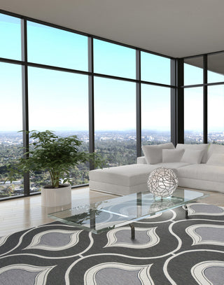 KAS Horizon 5728 Slate Groove Area Rug Main Image Feature