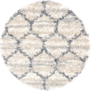 Unique Loom Hygge Shag T-HYGE1 Beige Area Rug Round Top-down Image