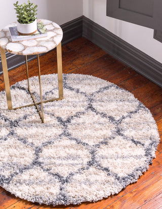 Unique Loom Hygge Shag T-HYGE1 Beige Area Rug Round Lifestyle Image