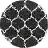 Unique Loom Hygge Shag T-HYGE1 Black and White Area Rug Round Top-down Image