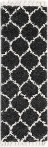 Unique Loom Hygge Shag T-HYGE1 Black and White Area Rug Runner Top-down Image