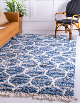 Unique Loom Hygge Shag T-HYGE1 Blue Area Rug Rectangle Lifestyle Image Feature