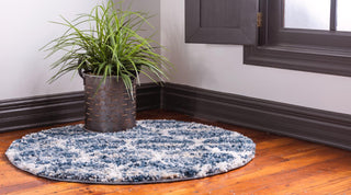 Unique Loom Hygge Shag T-HYGE1 Blue Area Rug Round Lifestyle Image