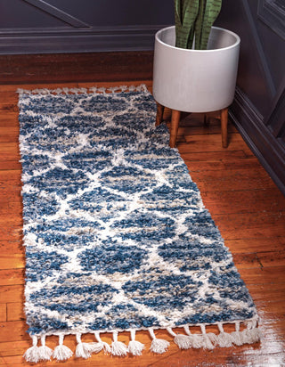 Unique Loom Hygge Shag T-HYGE1 Blue Area Rug Runner Lifestyle Image