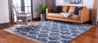 Unique Loom Hygge Shag T-HYGE1 Blue Area Rug Square Lifestyle Image