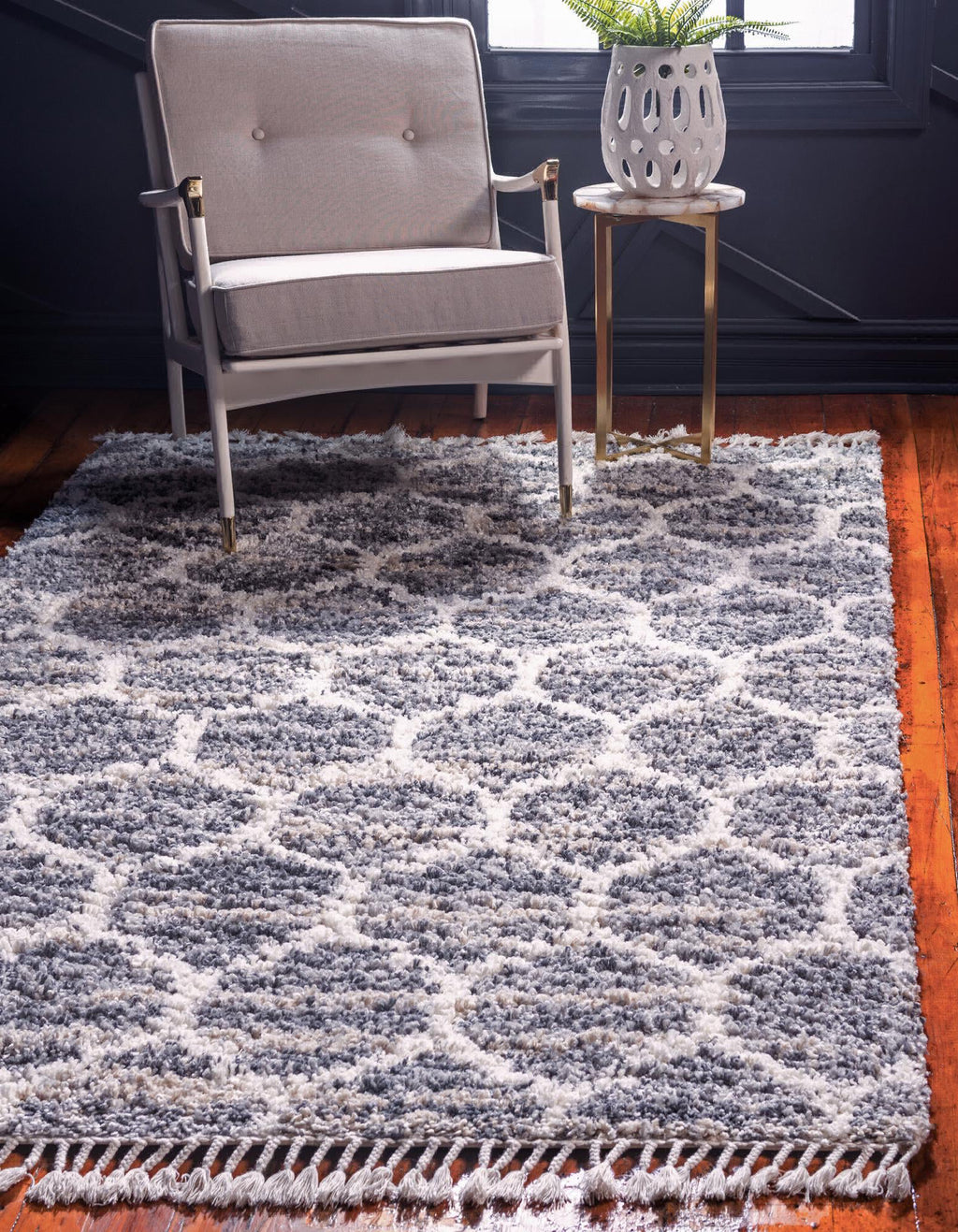 Unique Loom Hygge Shag T-HYGE1 Gray Area Rug Rectangle Lifestyle Image Feature