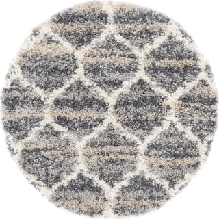 Unique Loom Hygge Shag T-HYGE1 Gray Area Rug Round Top-down Image