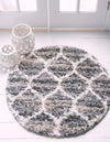 Unique Loom Hygge Shag T-HYGE1 Gray Area Rug Round Lifestyle Image