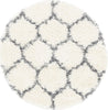 Unique Loom Hygge Shag T-HYGE1 Ivory Area Rug Round Top-down Image
