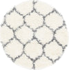 Unique Loom Hygge Shag T-HYGE1 Ivory Area Rug Round Top-down Image