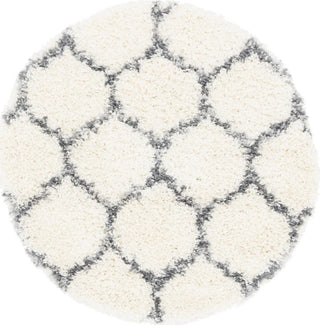 Unique Loom Hygge Shag T-HYGE1 Ivory Area Rug Round Top-down Image