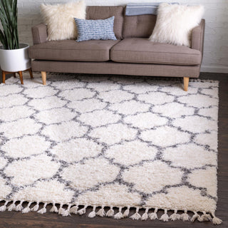 Unique Loom Hygge Shag T-HYGE1 Ivory Area Rug Square Lifestyle Image