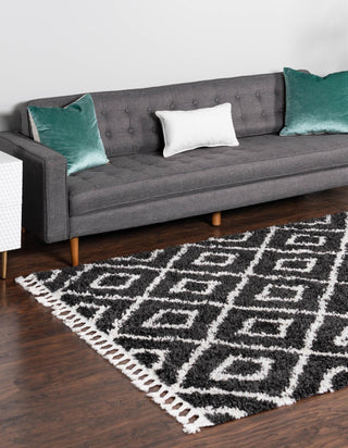 Unique Loom Hygge Shag T-HYGE2 Black and White Area Rug Rectangle Lifestyle Image