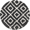 Unique Loom Hygge Shag T-HYGE2 Black and White Area Rug Round Top-down Image