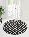 Unique Loom Hygge Shag T-HYGE2 Black and White Area Rug Round Lifestyle Image