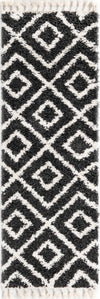 Unique Loom Hygge Shag T-HYGE2 Black and White Area Rug Runner Top-down Image