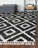 Unique Loom Hygge Shag T-HYGE2 Black and White Area Rug Square Lifestyle Image