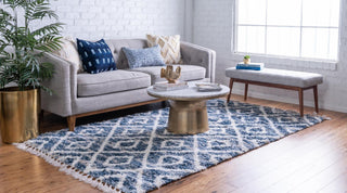 Unique Loom Hygge Shag T-HYGE2 Blue Area Rug Rectangle Lifestyle Image Feature