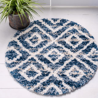 Unique Loom Hygge Shag T-HYGE2 Blue Area Rug Round Lifestyle Image