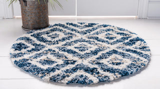 Unique Loom Hygge Shag T-HYGE2 Blue Area Rug Round Lifestyle Image