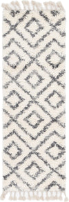 Unique Loom Hygge Shag T-HYGE2 Ivory Area Rug Runner Top-down Image