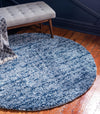 Unique Loom Hygge Shag T-HYGE3 Blue Area Rug Round Lifestyle Image